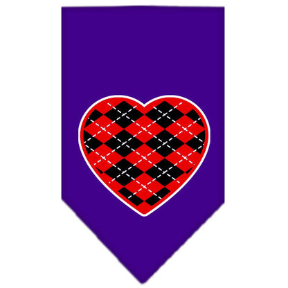 Pet and Dog Bandana Screen Printed, "Red Argyle Heart"