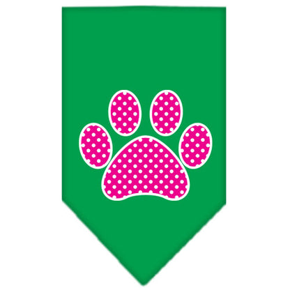 Pet and Dog Bandana Screen Printed, "Pink Swiss Dot Paw"