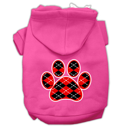 Pet Hoodie "Red Argyle Paw"