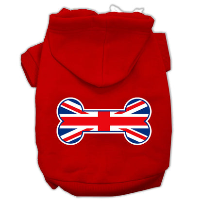 Pet, Dog & Cat Hoodie, "Bone Shaped Flag British (Union Jack) Flag"