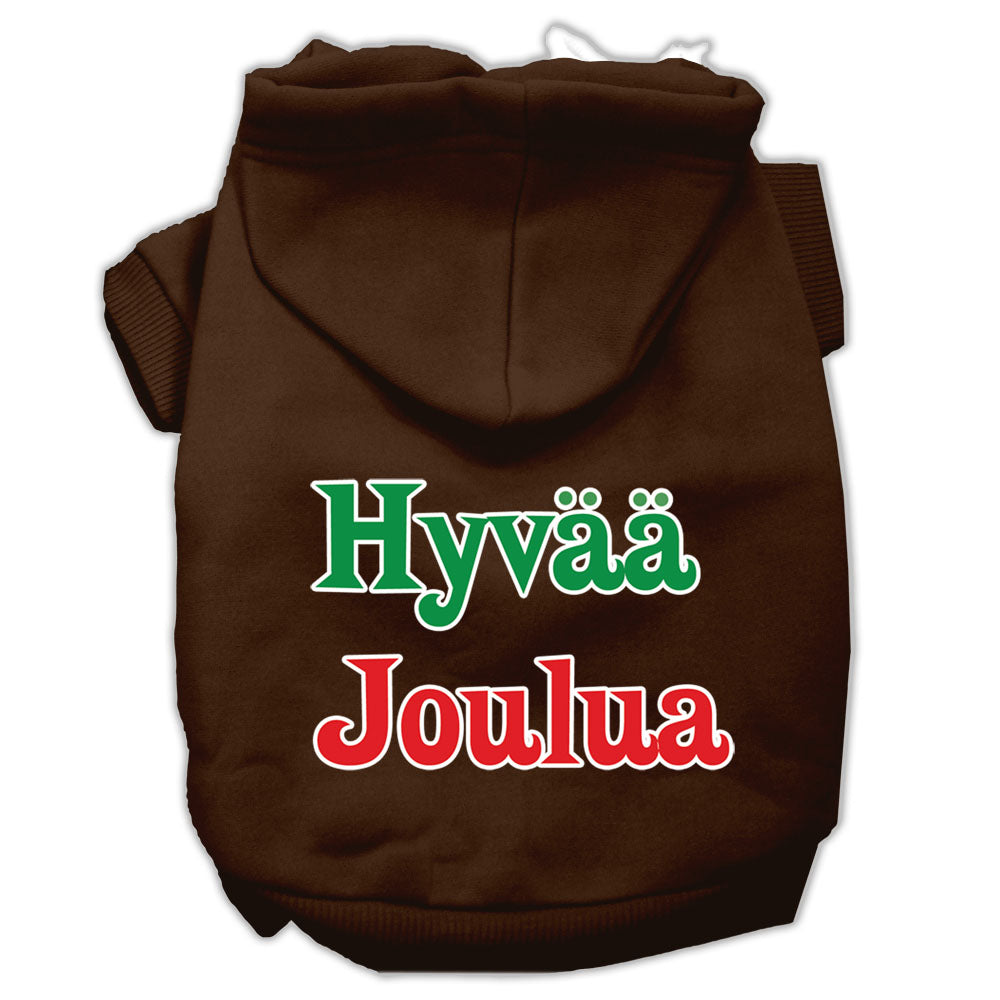 Pet Dog & Cat Hoodie Screen Printed, "Hyvaa Joulua"