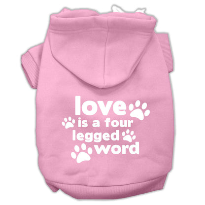 Pet Dog & Cat Hoodie Screen Printed, "Love Is A Four Legged Word"