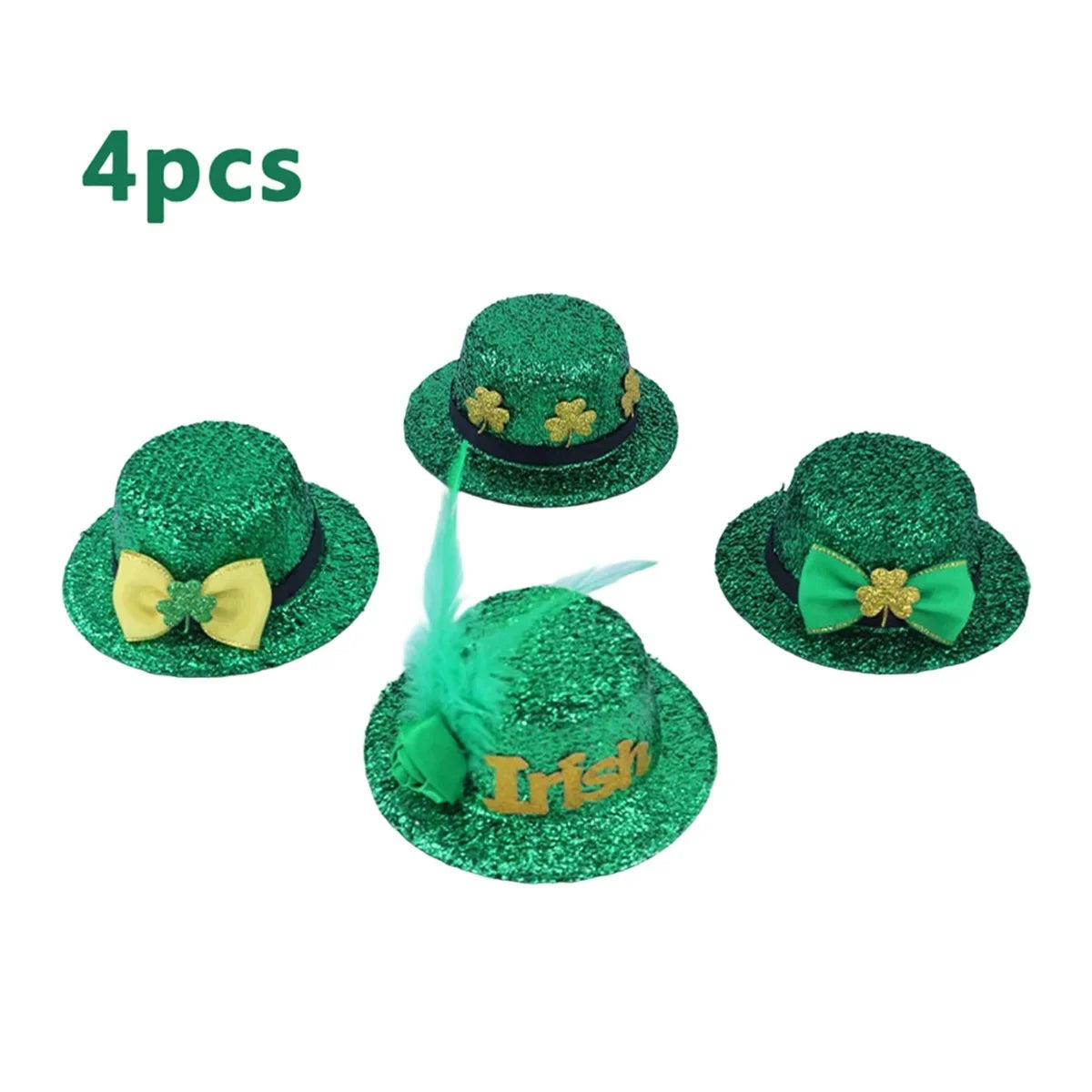 St Patrick s Day Pet Costume Set 4Pcs Irish Hat and Bow Tie for Small Dogs and Cats Green Shamrock Party Supplies for Pets