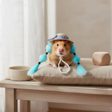 Small Pet Hat Lightweight Plaid Ribbon Straw Hat Pet Costume Breathable Handmade-Inspired for Birds