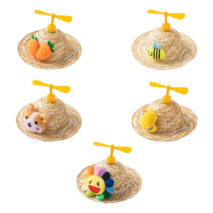 Pet Straw Hat Cute Party Dress up Adjustable Chin Strap Dog Hat Pets Accessory Pet Costume Hat for Outdoor Sports Summer Walking