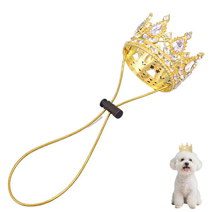 Pet Crown Hat with Adjustable String, Cute Dog Cat Tiara Headband for Birthday, Party, Photo Shoot, Pet Costume Accessory