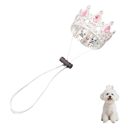 Pet Crown Hat with Adjustable String, Cute Dog Cat Tiara Headband for Birthday, Party, Photo Shoot, Pet Costume Accessory