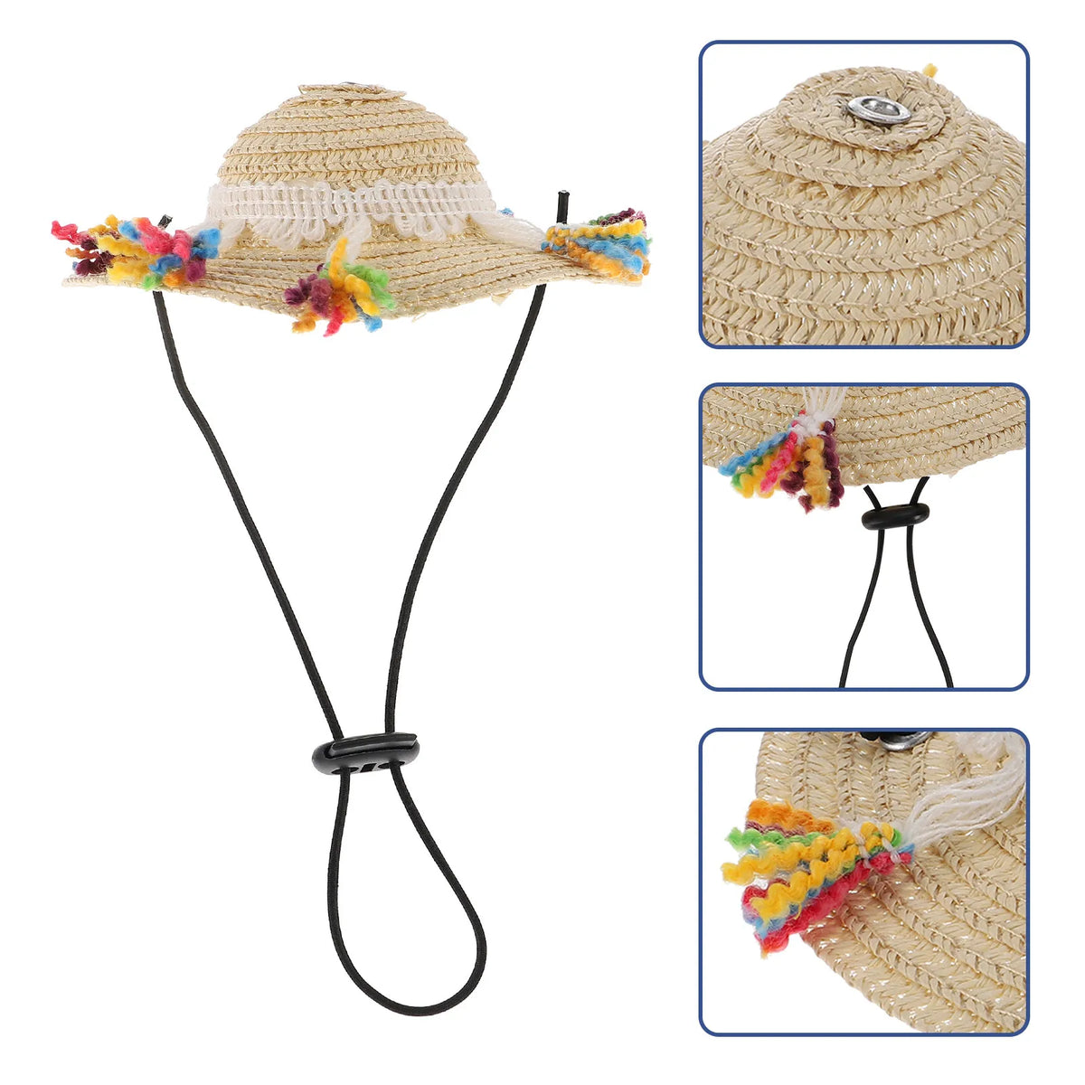 Stylish Lightweight Dog Straw Hat Pet Costume Hat for Photos Parties Daily Wear Adjustable Comfortable Sombrero Head Decor