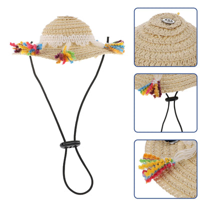 Stylish Lightweight Dog Straw Hat Pet Costume Hat for Photos Parties Daily Wear Adjustable Comfortable Sombrero Head Decor