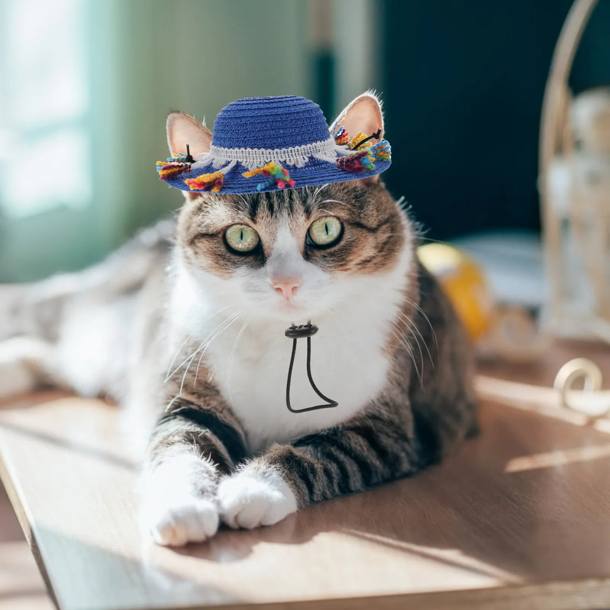 Stylish Lightweight Dog Straw Hat Pet Costume Hat for Photos Parties Daily Wear Adjustable Comfortable Sombrero Head Decor