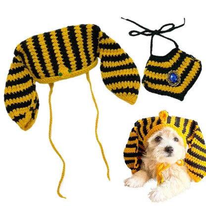 Funny Dog Costumes Egyptian Pet Costume Accessory Party Outfits Adjustable Hat Bandana Photo Props for Small Medium Breeds Cat
