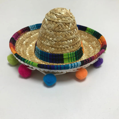 Mexican Mini Hat Headband Party Festival Pet Costume Cute Cat Dog Small Hat Adjustable Holiday Outfit Fun Halloween Birthday