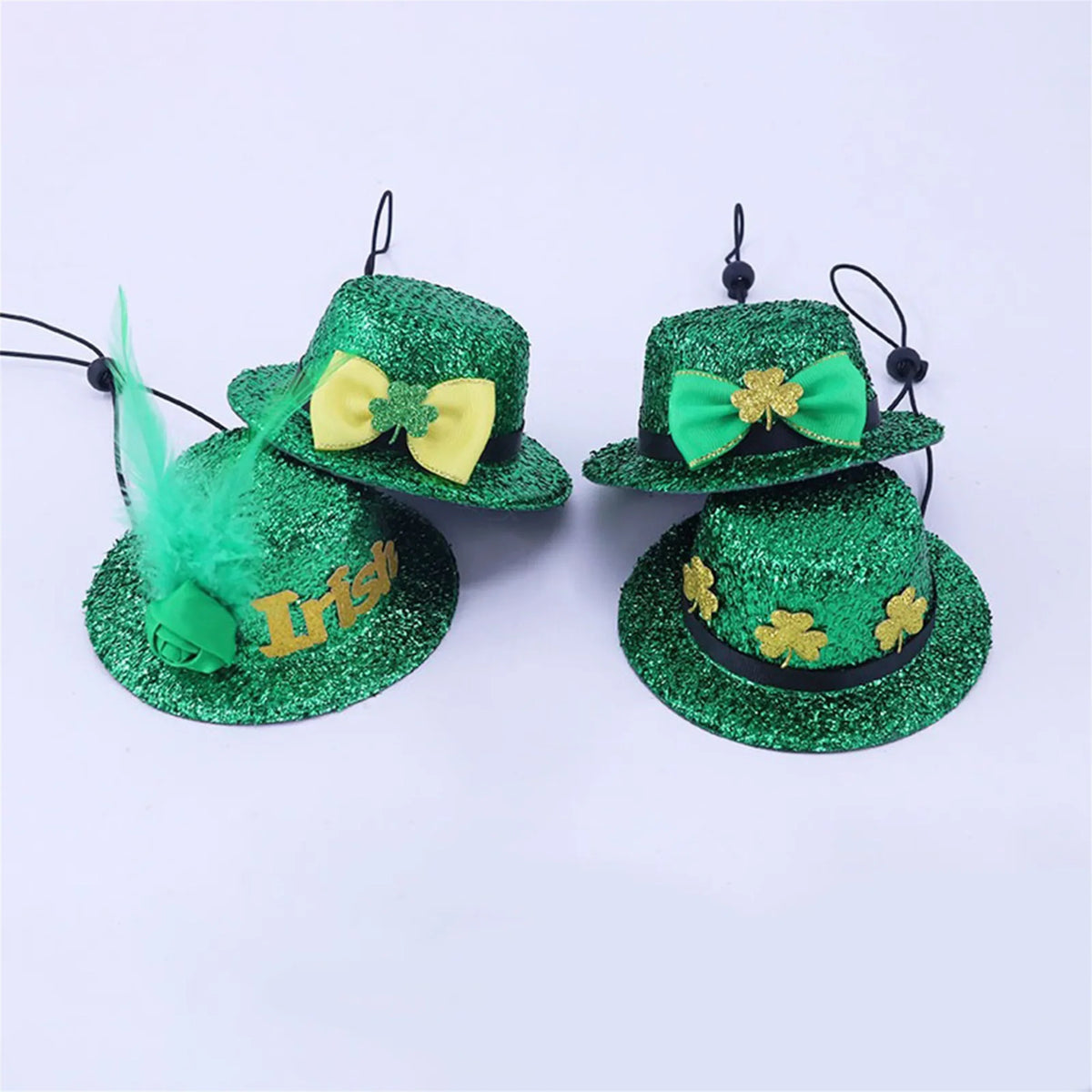 St Patrick s Day Pet Costume Set 4Pcs Irish Hat and Bow Tie for Small Dogs and Cats Green Shamrock Party Supplies for Pets