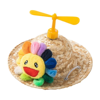 Pet Straw Hat Cute Party Dress up Adjustable Chin Strap Dog Hat Pets Accessory Pet Costume Hat for Outdoor Sports Summer Walking