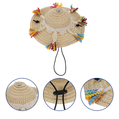 Stylish Lightweight Dog Straw Hat Pet Costume Hat for Photos Parties Daily Wear Adjustable Comfortable Sombrero Head Decor