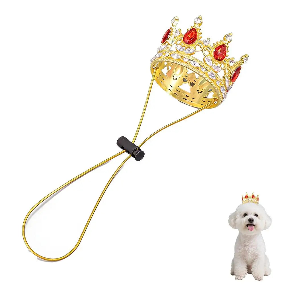 Pet Crown Hat with Adjustable String, Cute Dog Cat Tiara Headband for Birthday, Party, Photo Shoot, Pet Costume Accessory