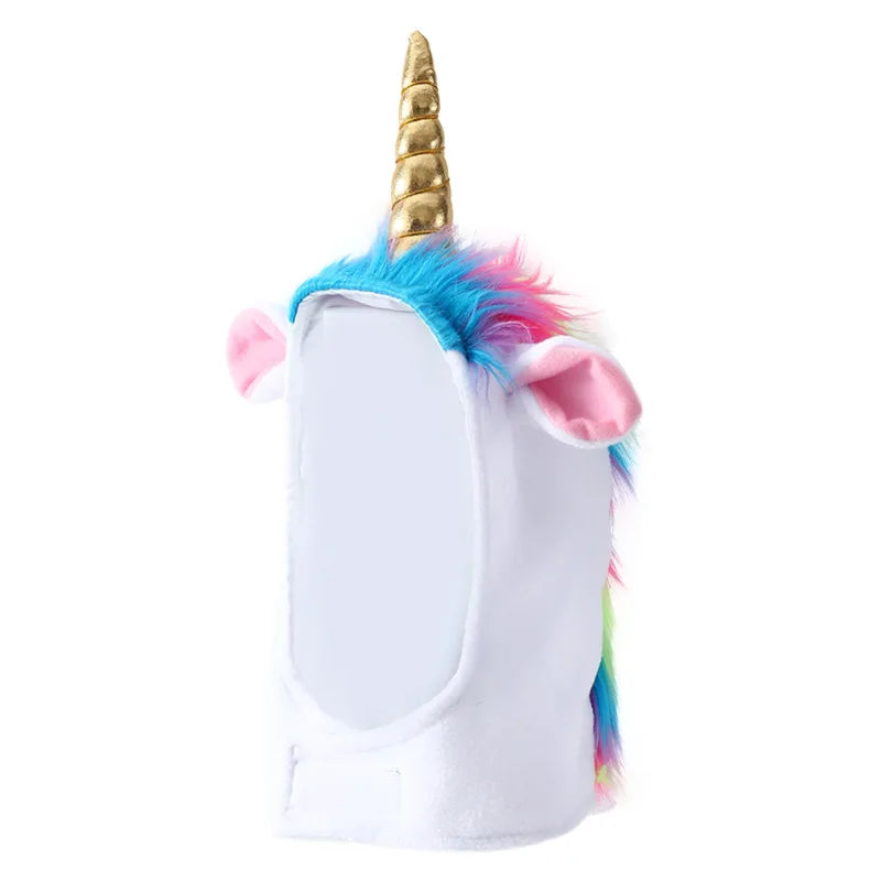 Rainbow Plush Pet Unicorn Hat for Dogs And Cats with Horn Halloween Cosplay Party Photo Props Small Pet Costume Headwear