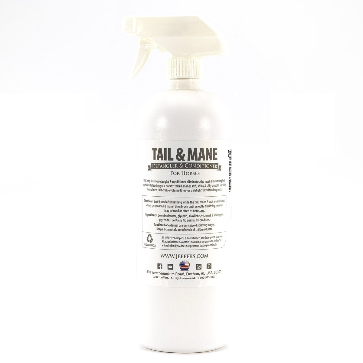 Jeffers Equine Tail & Mane Detangler and Conditioner for Horses
