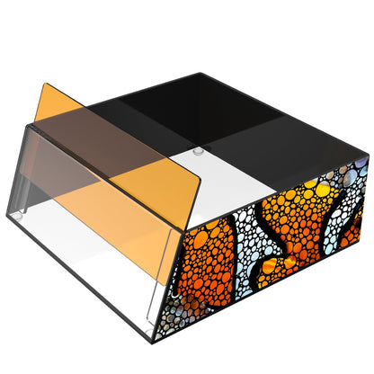 Top Down Viewer 8-inch acrylic panel showing clownfish and coral in aquarium with orange color filter and silicone feet protection