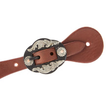 WD-DWSSO-18 Mens Oiled Dove Wing Spur Straps With Double Flower Buckles