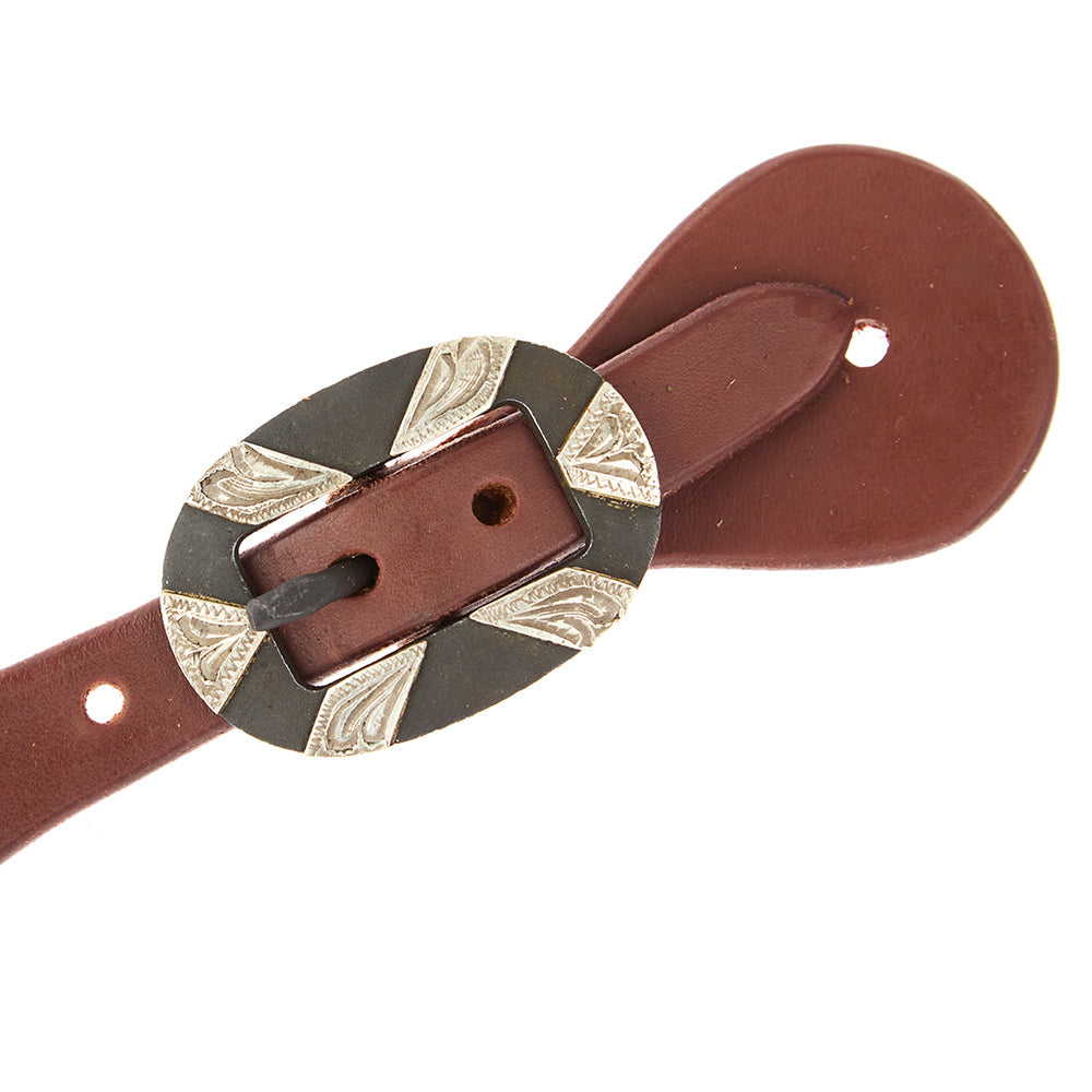 WD-DWSSO-20 Mens Oiled Dove Wing Spur Straps With Oval Silver Bar Buckles