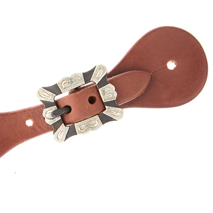 WD-LYDWSSO-25 Ladies Youth Oiled Dove Wing Spur Straps With Square Silver Bar Buckles