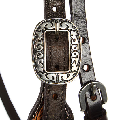 WD-SBH1 Black Overlay Tooled Combo Browband Headstall