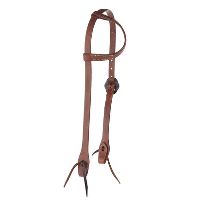 WD-SEHO-18 Heavy Oil Harness Leather Double Flower Buckle Single Ear Headstall