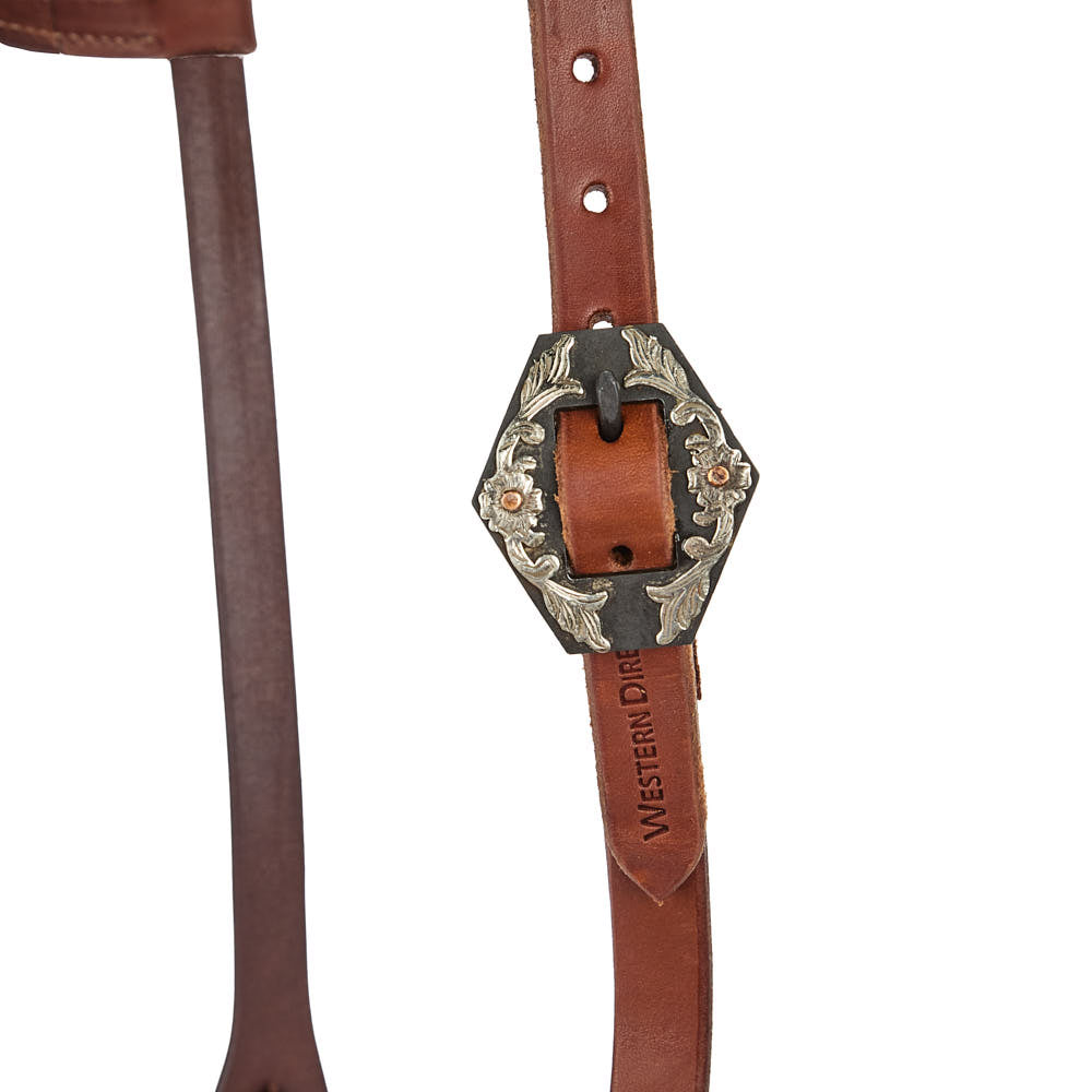 WD-SEHO-27 Heavy Oil Harness Leather Floral Diamond Single Buckle Single Ear Headstall