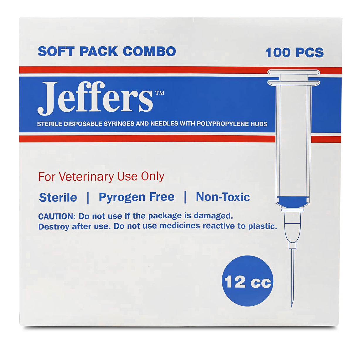 Jeffers Luer Lock Syringe/Needle Combo, Box of 100
