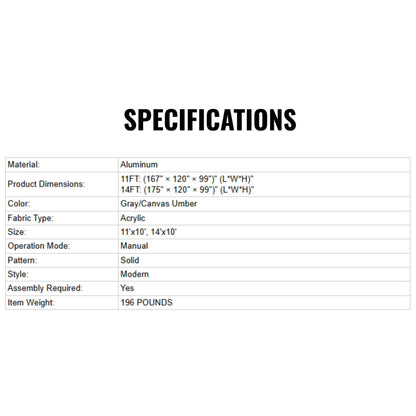 Advaning FS Series Freestanding Dual-Deploying Manual Retractable Awning [FS1110/1410] (SAK62975)