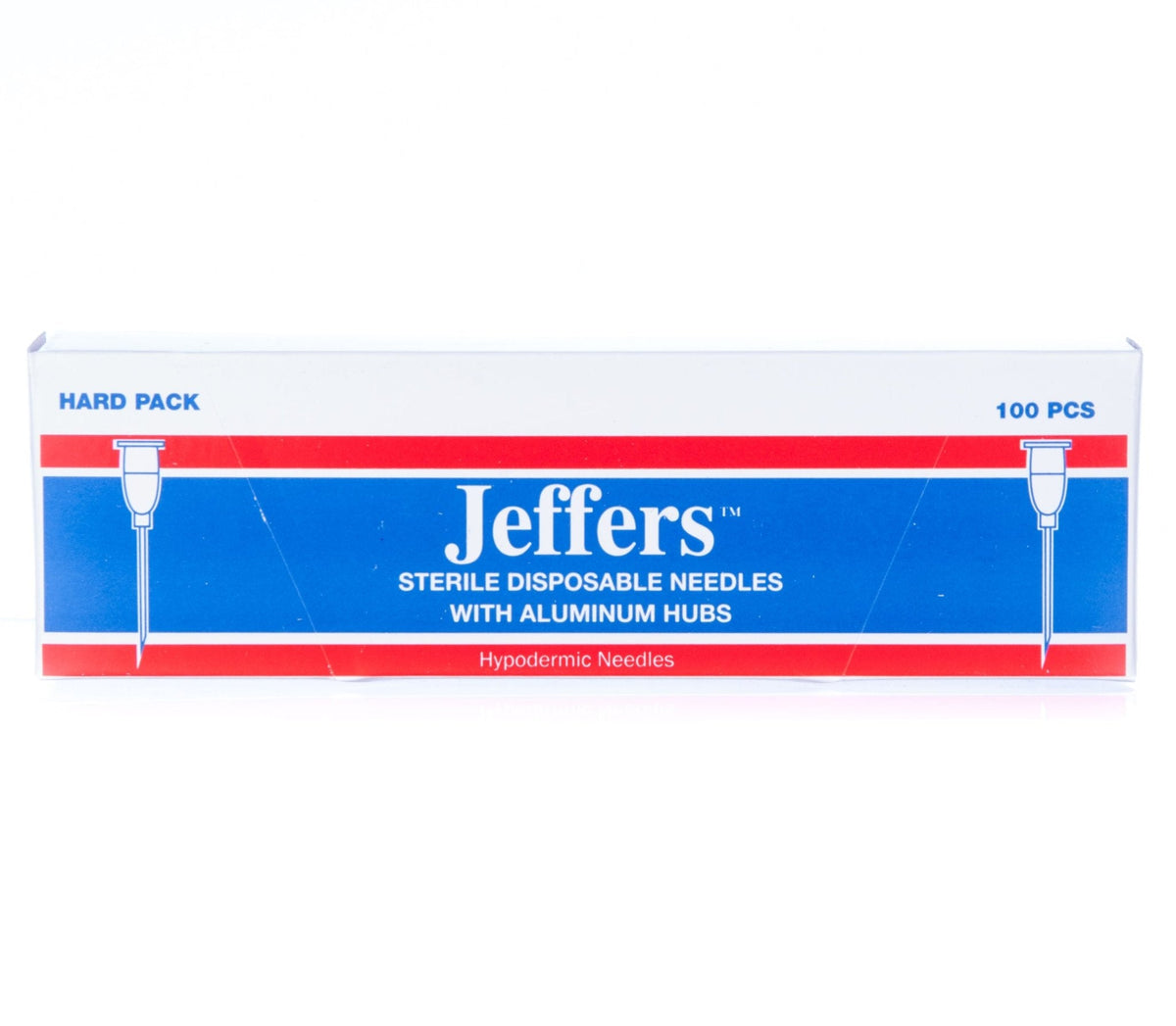 Box of 100 Jeffers Aluminum Hub Needles for trauma-free veterinary injections