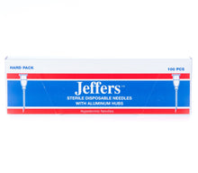 Box of 100 Jeffers Aluminum Hub Needles for trauma-free veterinary injections