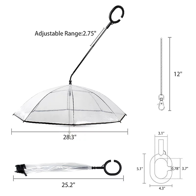 Flexible Handle Umbrella for Dog with Rope for Small Pets