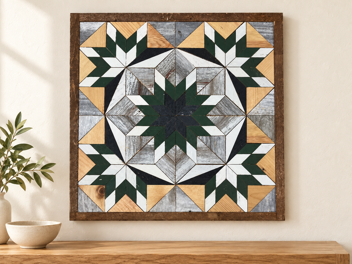 Amish Handmade Barn Quilt Wall Art – Reclaimed Barn Wood – 20.75” x 20.75”