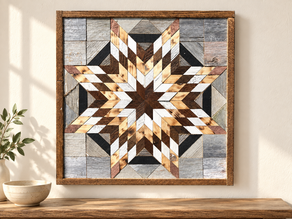 Amish Handmade Barn Quilt Wall Art – Reclaimed Barn Wood – 20.75” x 20.75”