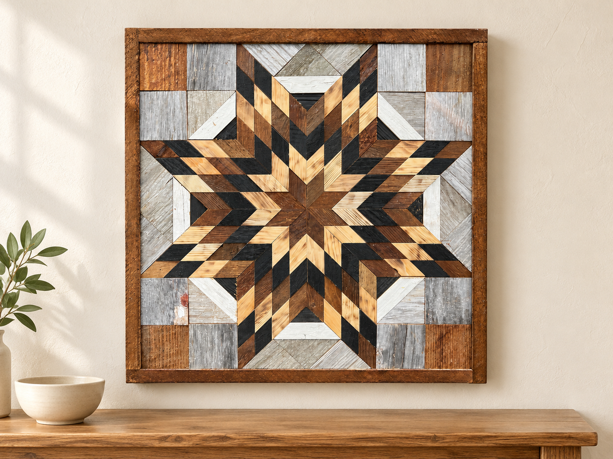 Amish Handmade Barn Quilt Wall Art – Reclaimed Barn Wood – 20.75” x 20.75”