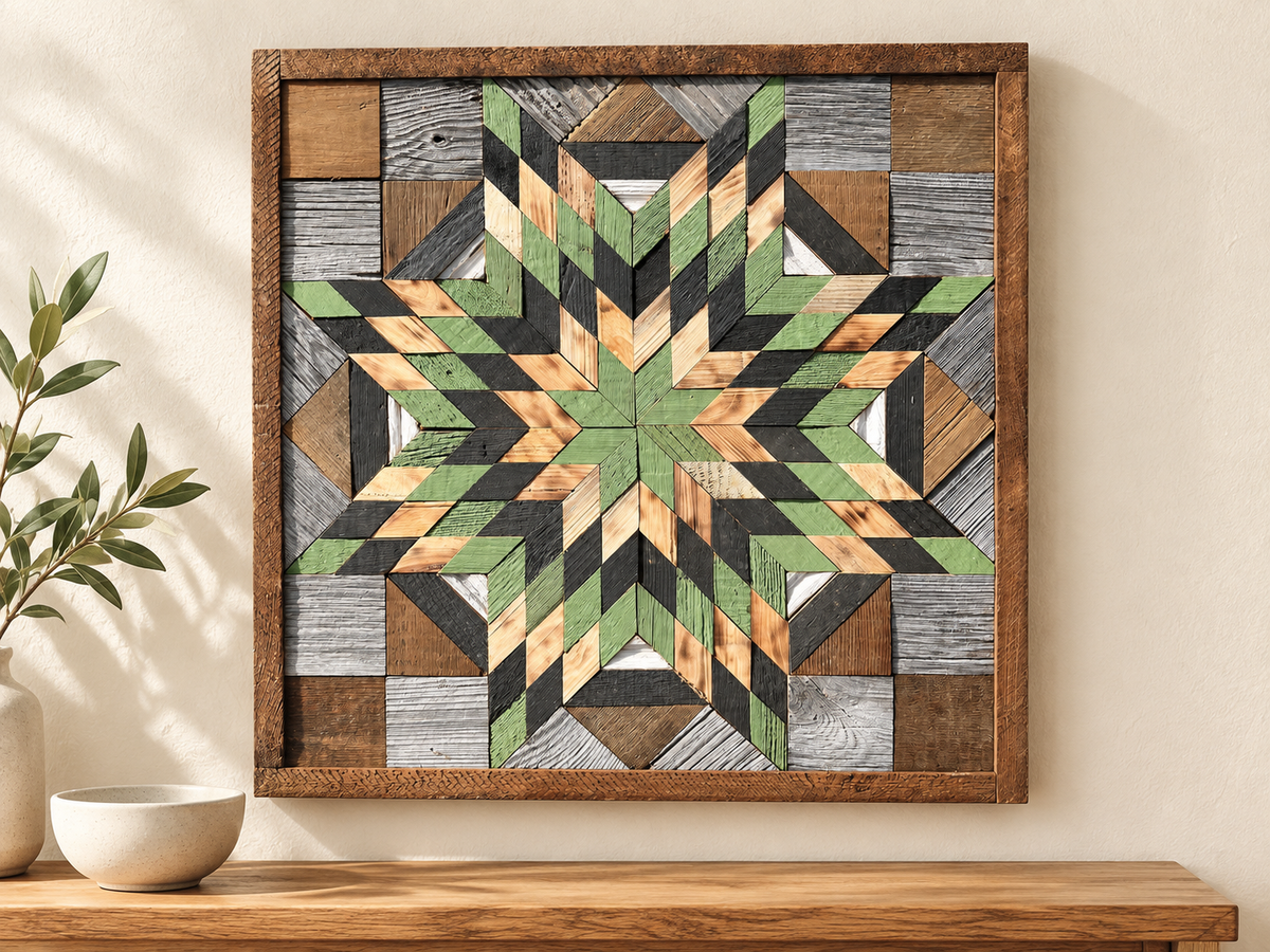 Amish Handmade Barn Quilt Wall Art – Reclaimed Barn Wood – 20.75” x 20.75”