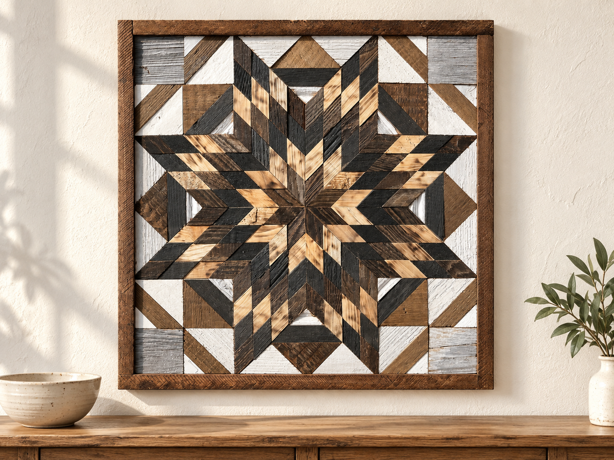 Amish Handmade Barn Quilt Wall Art – Reclaimed Barn Wood – 20.75” x 20.75”