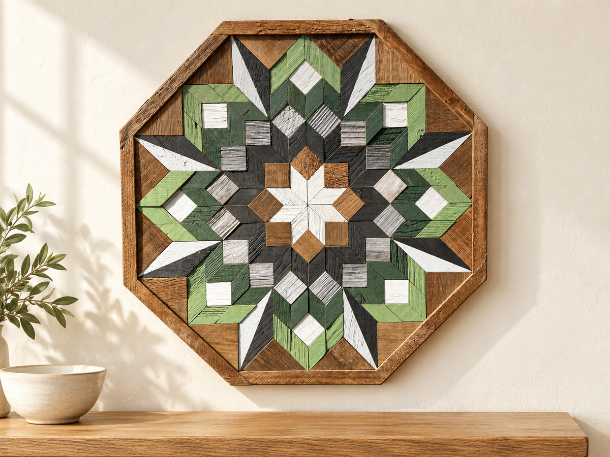 Amish Handmade Barn Quilt Wall Art – Reclaimed Barn Wood – 20.75” x 20.75”