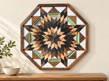 Amish Handmade Barn Quilt Wall Art – Reclaimed Barn Wood – 20.75” x 20.75”