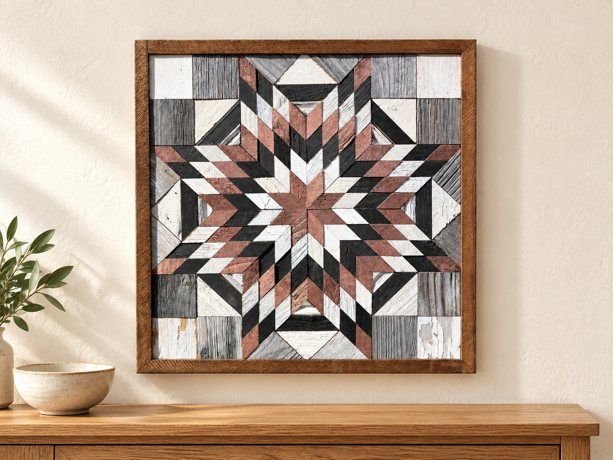 Amish Handmade Barn Quilt Wall Art – Reclaimed Barn Wood – 20.75” x 20.75”