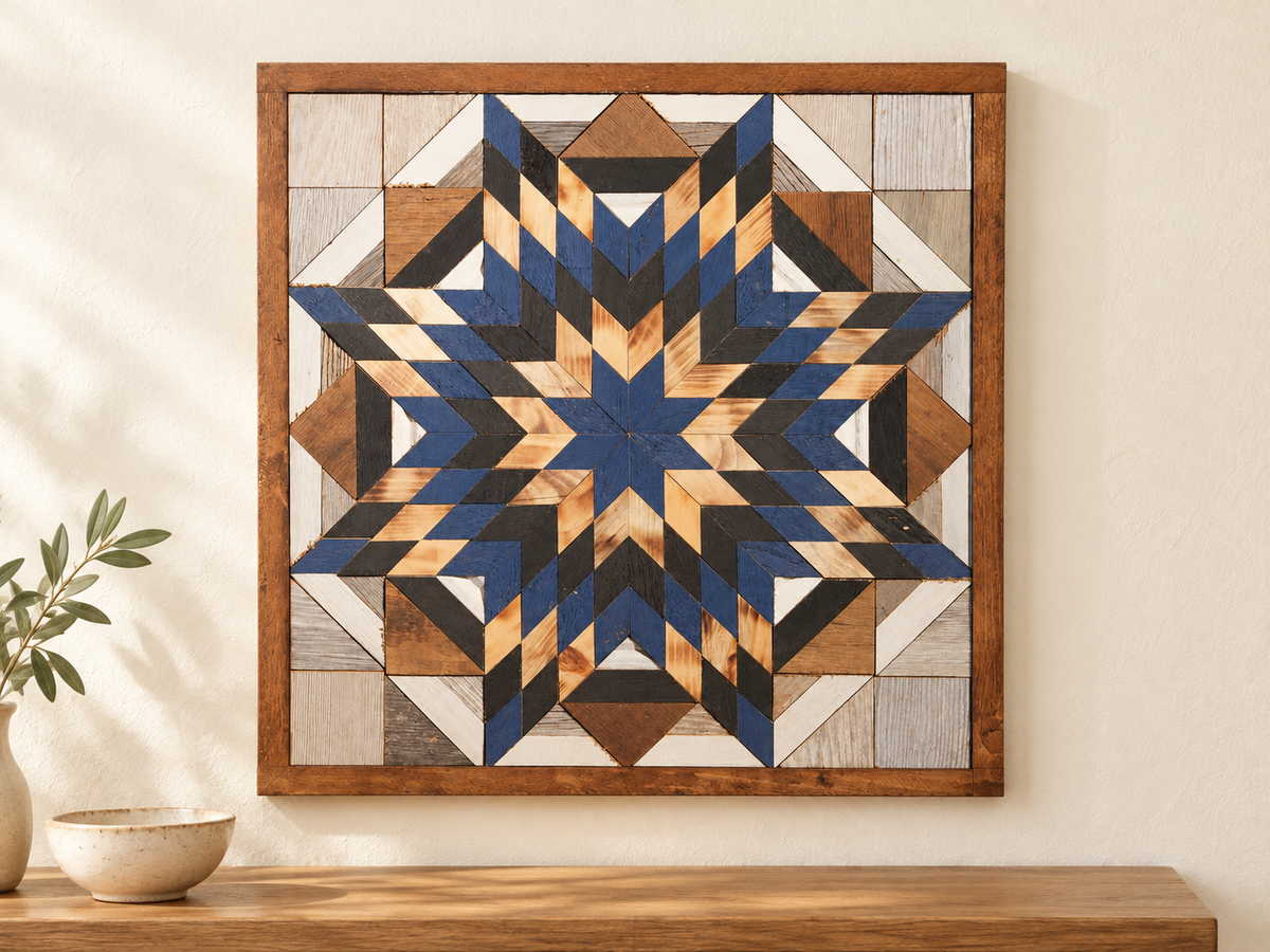 Amish Handmade Barn Quilt Wall Art – Reclaimed Barn Wood – 20.75” x 20.75”
