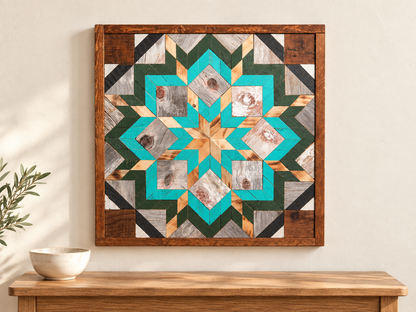 Amish Handmade Barn Quilt Wall Art – Reclaimed Barn Wood – 20.75” x 20.75”