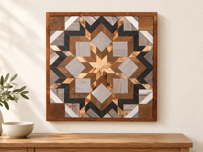 Amish Handmade Barn Quilt Wall Art – Reclaimed Barn Wood – 20.75” x 20.75”