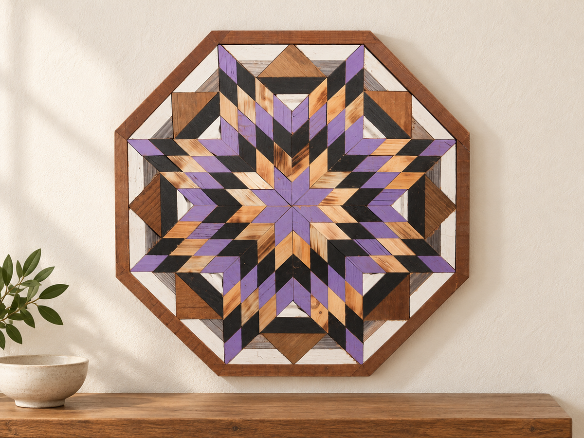 Amish Handmade Barn Quilt Wall Art – Reclaimed Barn Wood – 20.75” x 20.75”