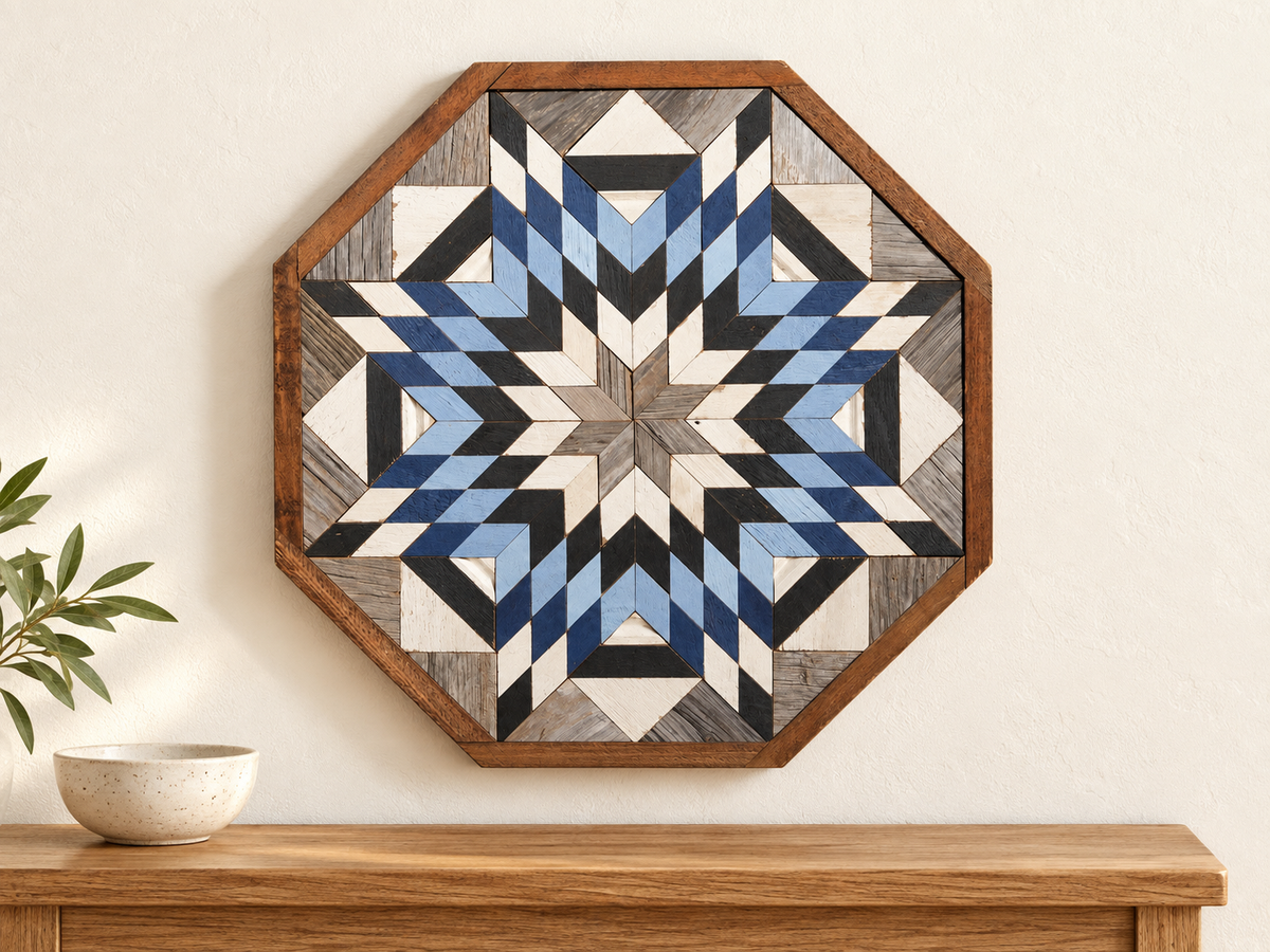 Amish Handmade Barn Quilt Wall Art – Reclaimed Barn Wood – 20.75” x 20.75”