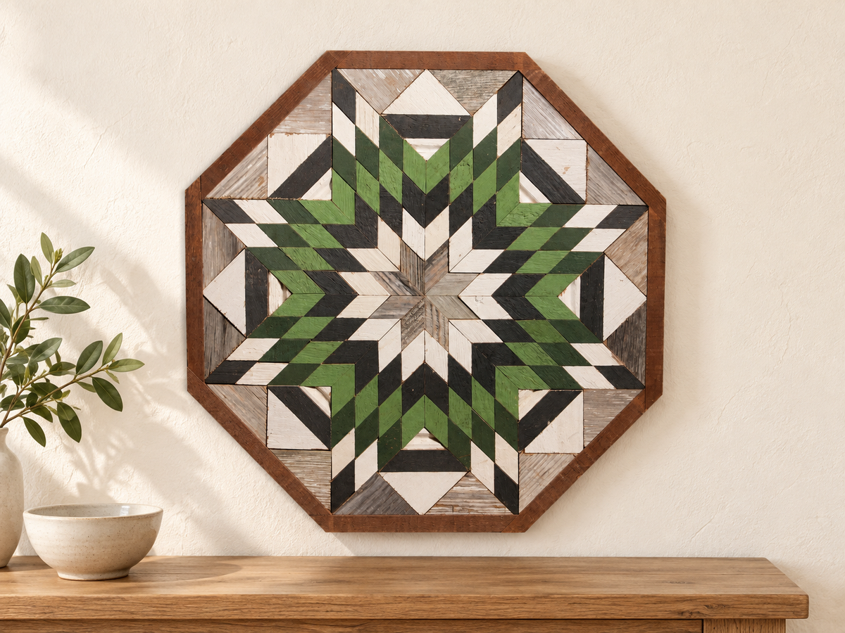 Amish Handmade Barn Quilt Wall Art – Reclaimed Barn Wood – 20.75” x 20.75”