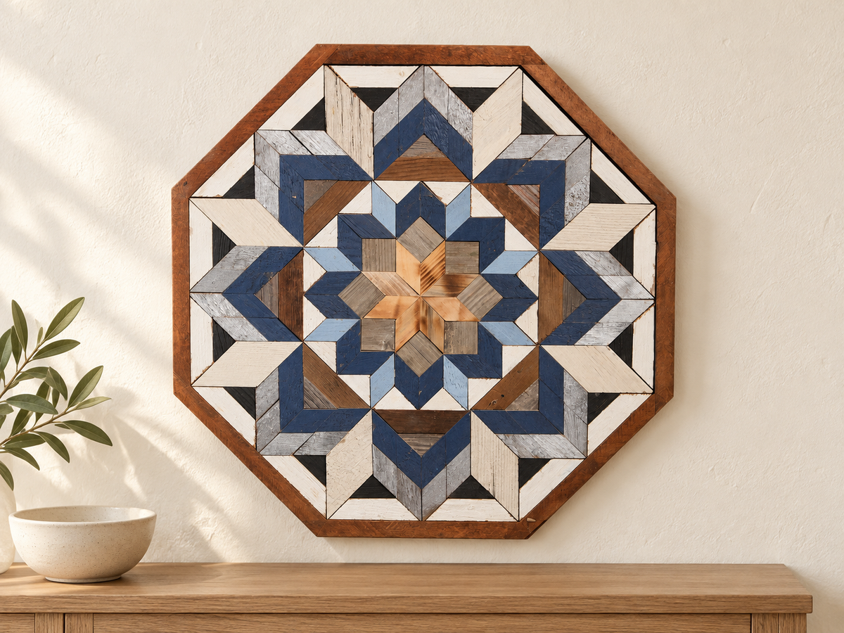 Amish Handmade Barn Quilt Wall Art – Reclaimed Barn Wood – 20.75” x 20.75”