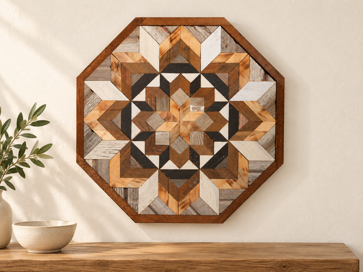 Amish Handmade Barn Quilt Wall Art – Reclaimed Barn Wood – 20.75” x 20.75”